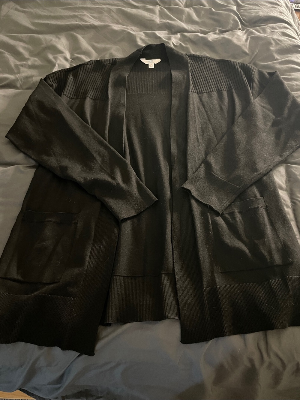 Time and Tru Black Open-Front Cardigan Sweater